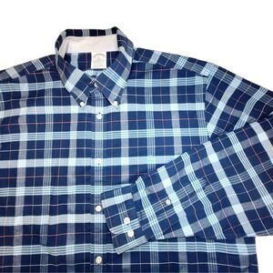 Brooks Brothers Men's XL Regent Blue Checkered Non-Iron Button Down Shirt C6